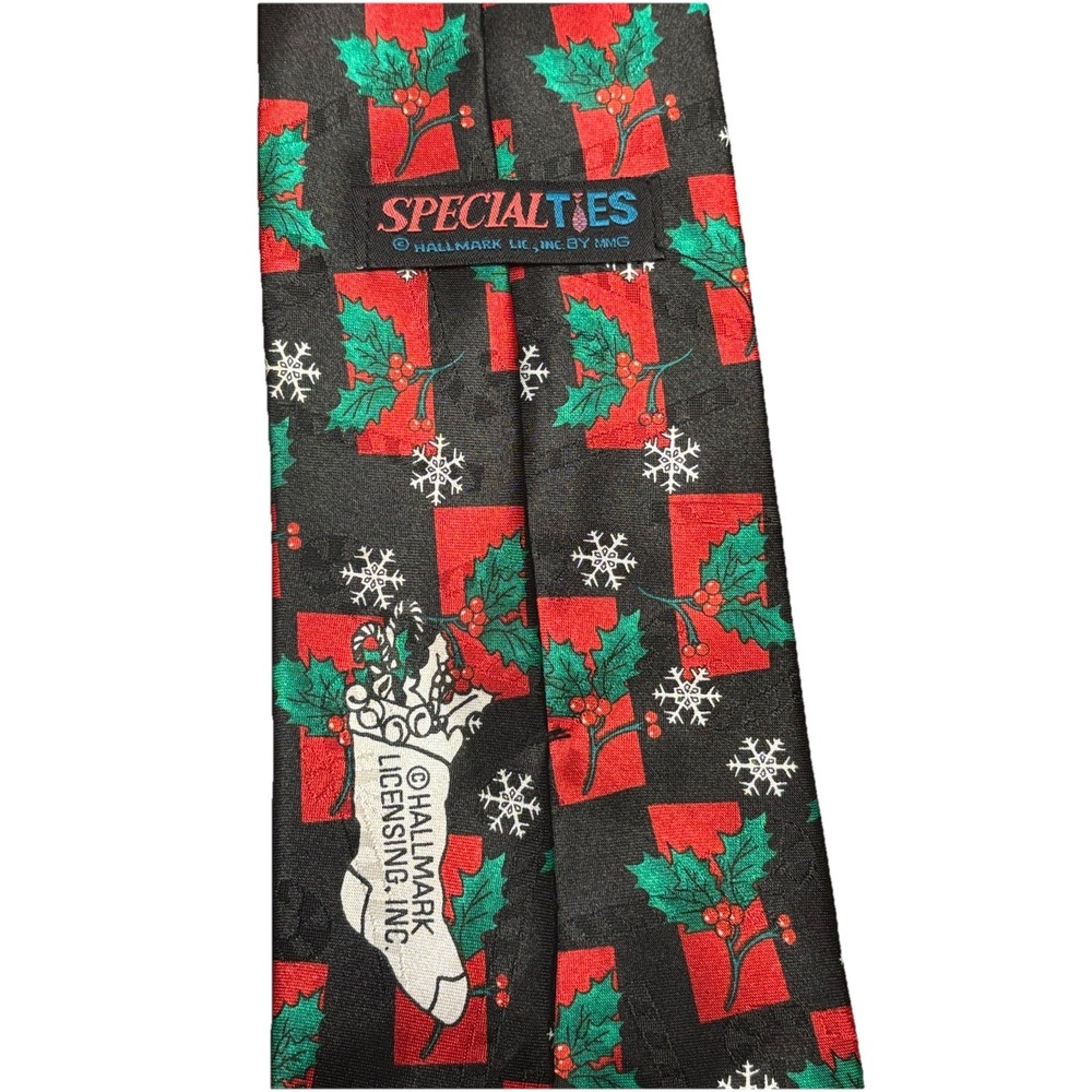 Vintage Hallmark Special Ties Holly Presents Snowflakes‎ Christmas Necktie 1990